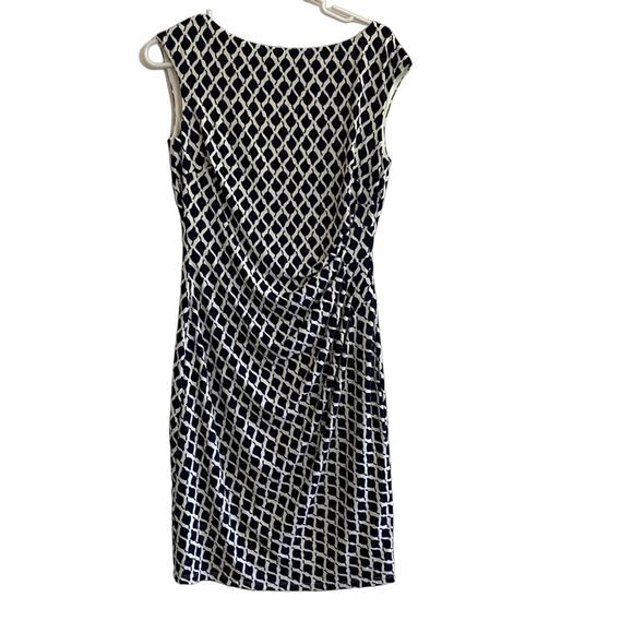 Navy blue white midi dress size 8 NWT Lauren by Ralph Lauren - Picture 1 of 7